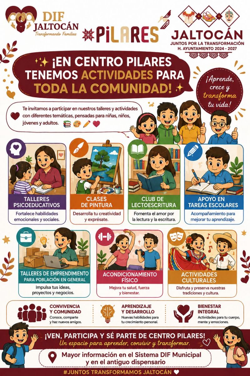 ¡En Centro PILARES Jaltocán tenemos actividades para toda la comunidad!